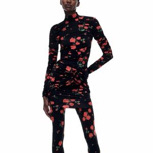 Magda Butrym Rose Appliqué Mock Turtleneck Dress